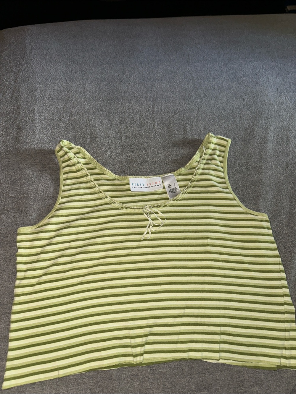 First Issue Women’s Lime Green Striped Tank Top